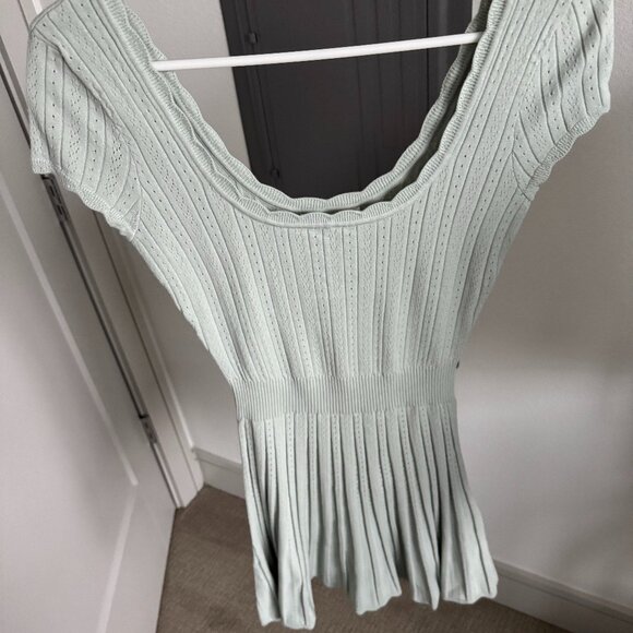 NWT LoveShackFancy Evaluna Stretch Pointelle Mini Dress size S in Eau De Nil - Picture 4 of 7